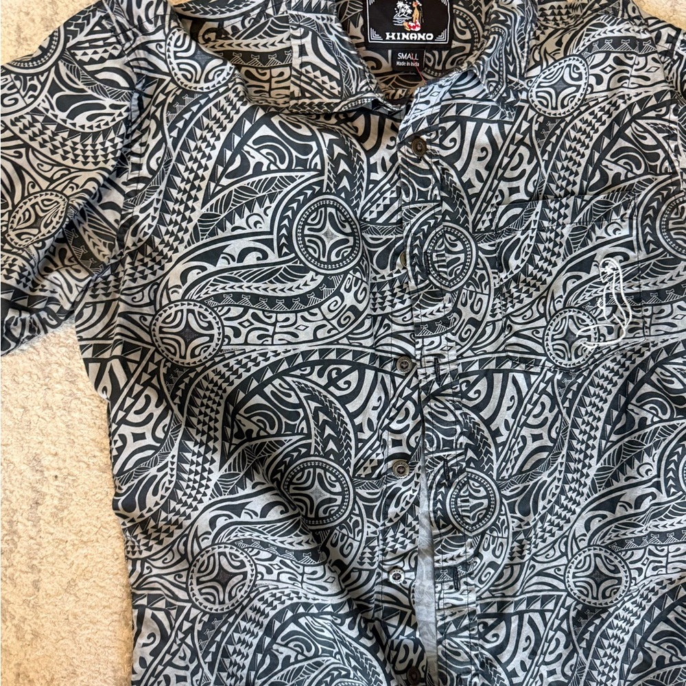 Hinano Black and Gray Aloha Shirt sz small